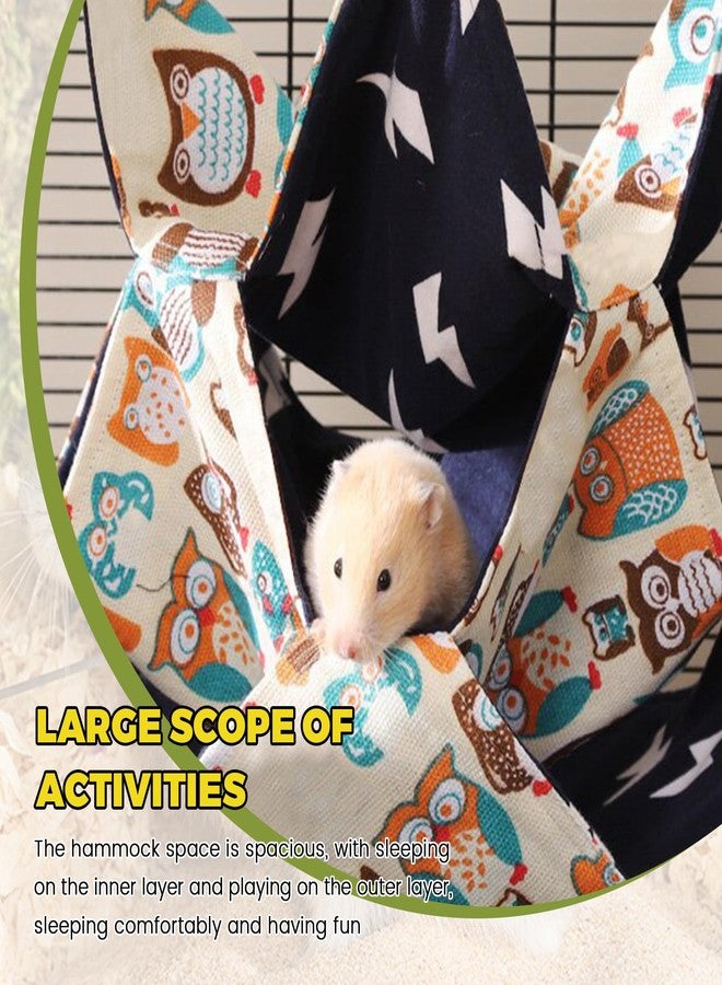 DINTSTYLE 2Pcs 3-Tier Small Guinea Pig Rat Hammock Guinea Pig Hamster Ferret Hanging Hammock Toys Bed，for Small Animals Chinchilla Parrot Sugar Glider Ferret（Canvas and Velvet 7.9×7.9in,Bear） - Image 3